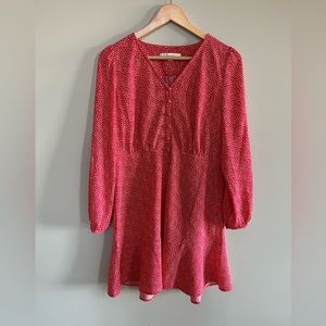 LOFT Heart Print Red Dress - Size 2